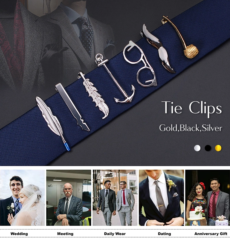 Fashion Men&prime;s Accessories Metal Clip Elegant Brass Metal Tie Clipf or Men Use Tie Bar Clip