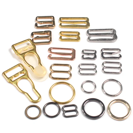 Custom New Hot Selling Rainbow Color Metal Zinc Alloy Material Bra Findings Ring&Hook&Slider for Bra